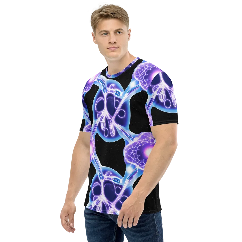 Neon Cellscape on Men's Crew Neck T-Shirt — Left