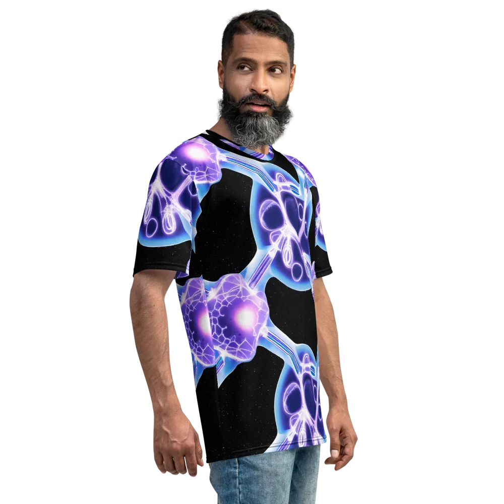 Neon Cellscape on Men's Crew Neck T-Shirt — Right