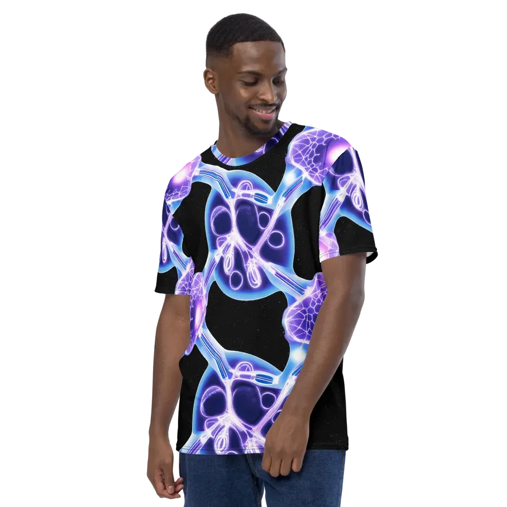 Neon Cellscape on Men's Crew Neck T-Shirt — Left