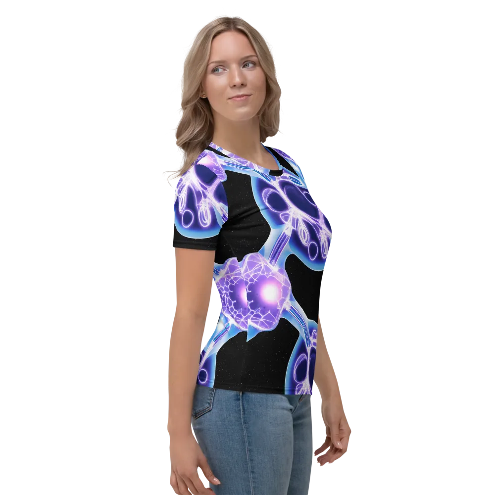 Neon Cellscape on Women's Crew Neck T-Shirt — Right