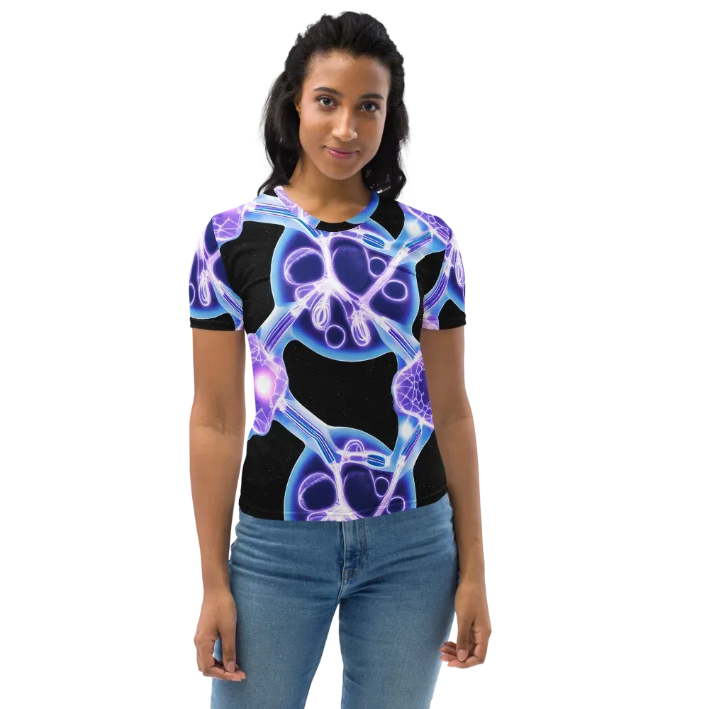 Neon Cellscape on Women's Crew Neck T-Shirt — Front