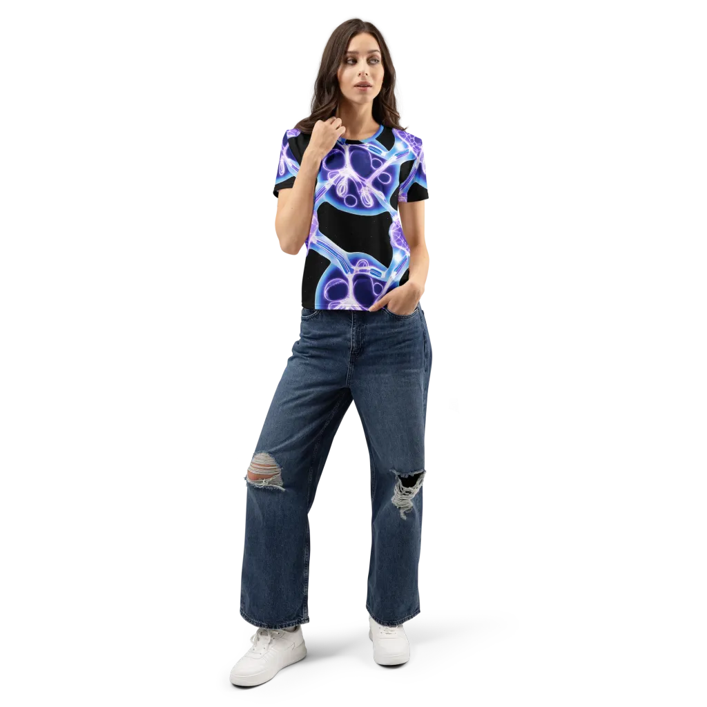 Neon Cellscape on Women's Crew Neck T-Shirt — Front