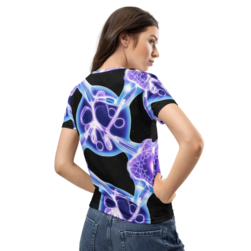 Neon Cellscape on Women's Crew Neck T-Shirt — Back