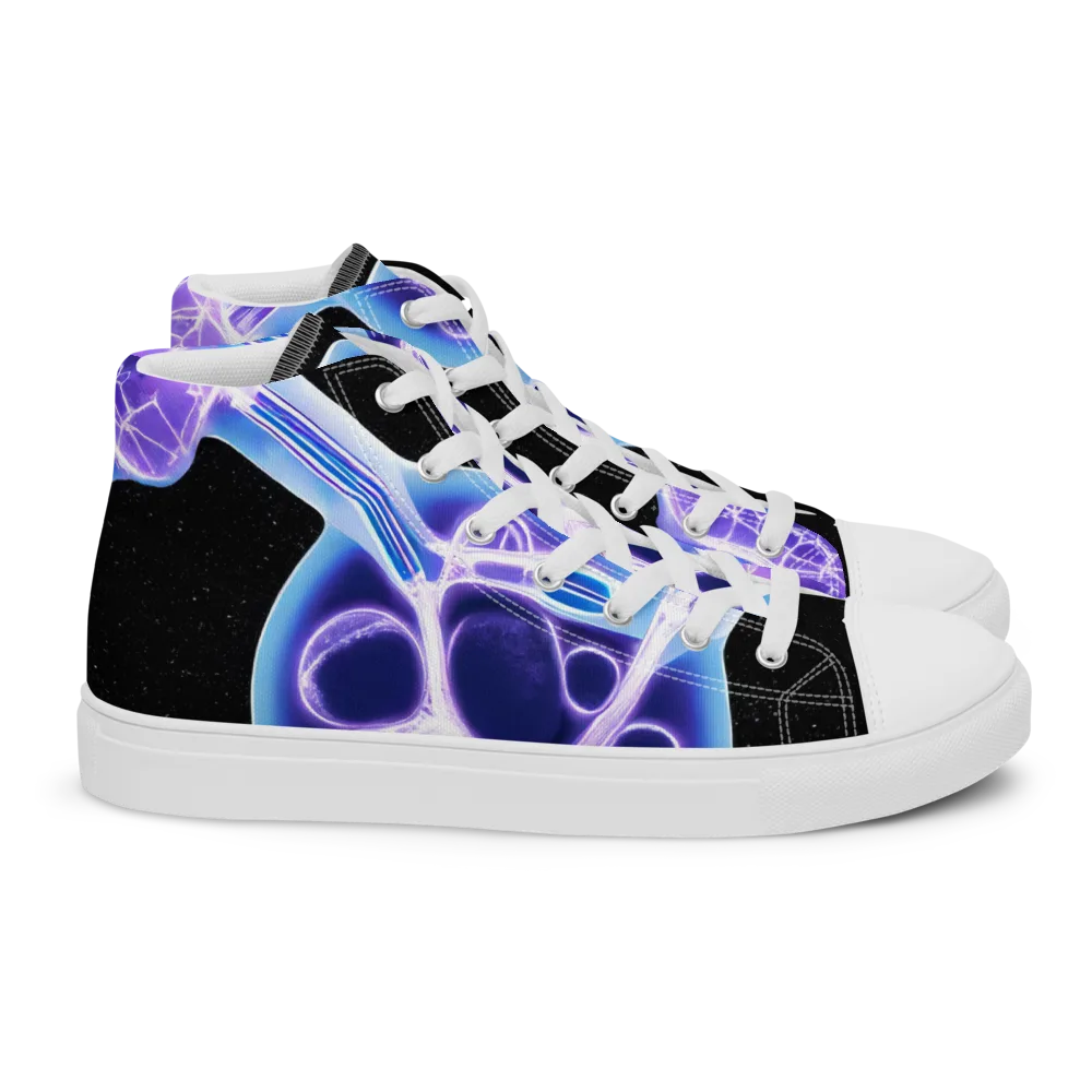 Neon Cellscape on Women's High Top Canvas Shoes — Right