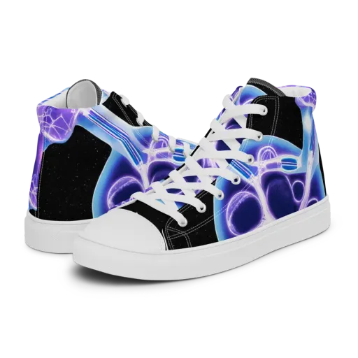 Neon Cellscape on a Women's High Top Canvas Shoes