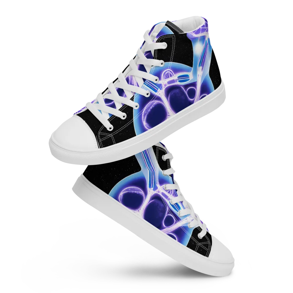 Neon Cellscape on Women's High Top Canvas Shoes — Front