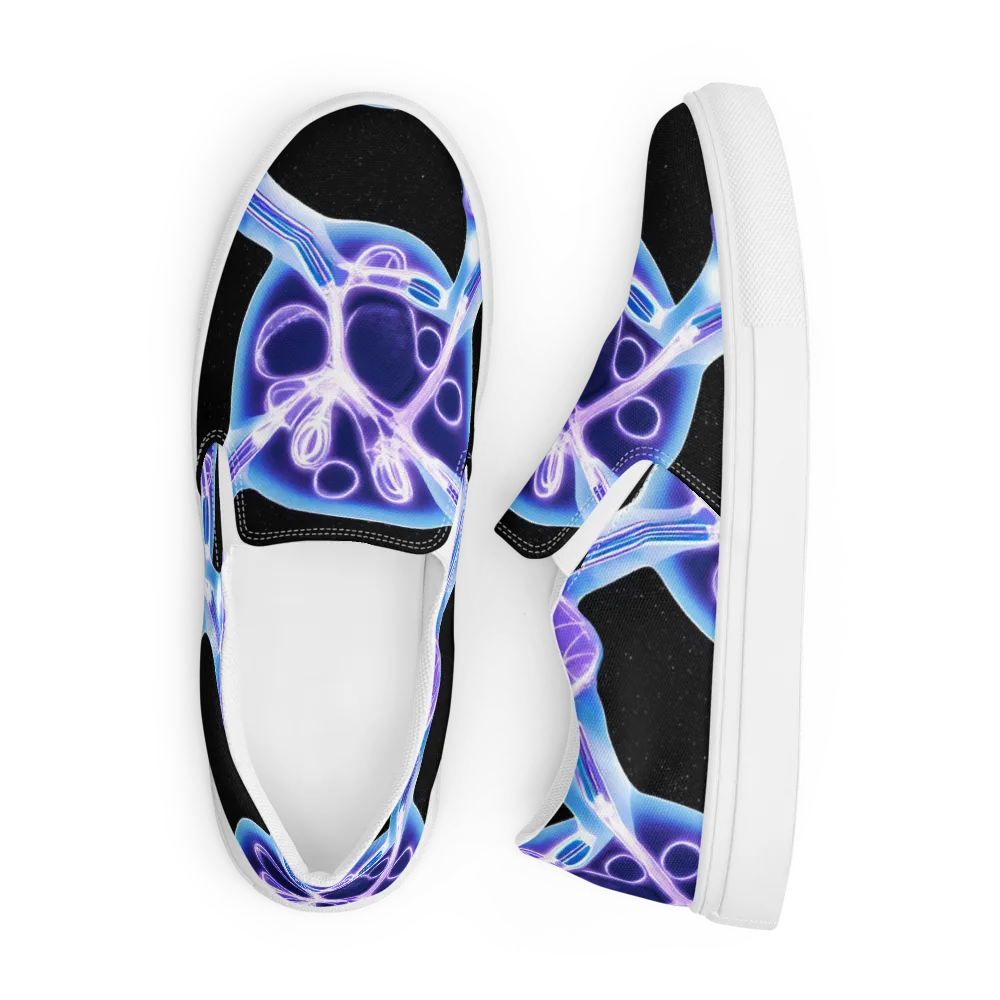 Neon Cellscape on Men's Slip-On Canvas Shoes — Front