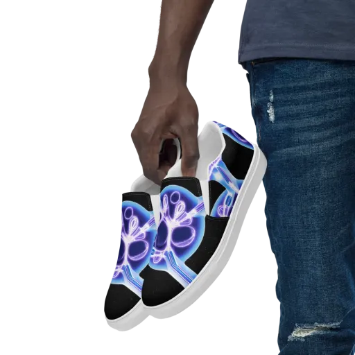 Neon Cellscape on a Men's Slip-On Canvas Shoes