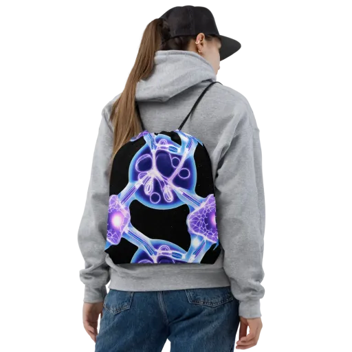 Neon Cellscape on a Drawstring Bag