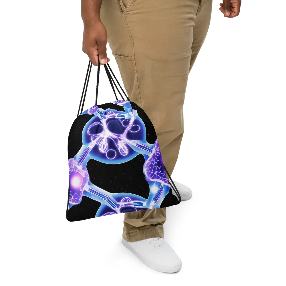 Neon Cellscape on Drawstring Bag — Front