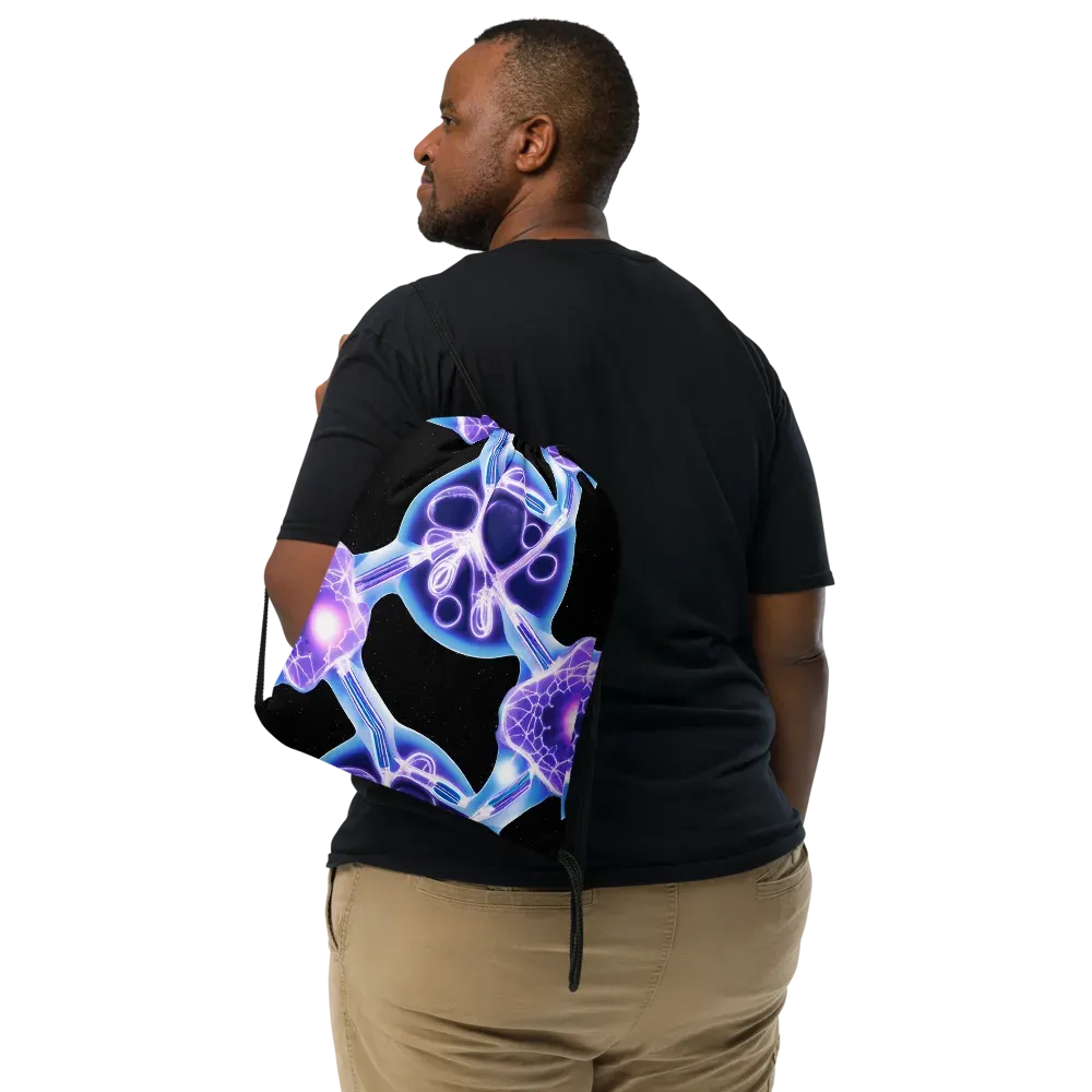 Neon Cellscape on Drawstring Bag — Front