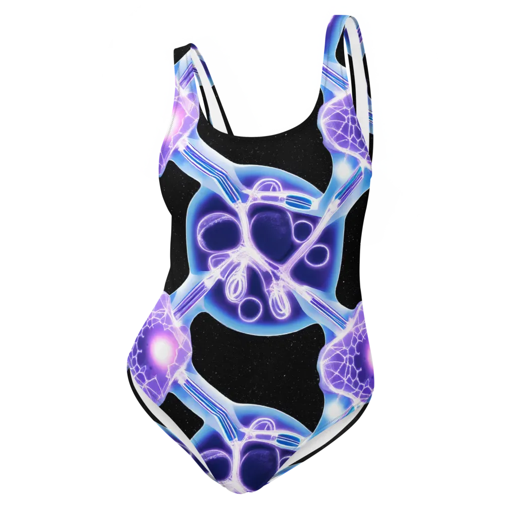 Neon Cellscape on One-Piece Swimsuit — Front