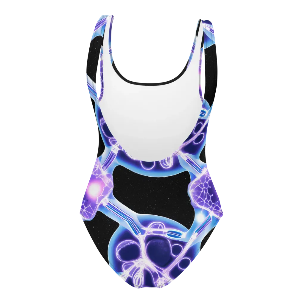 Neon Cellscape on One-Piece Swimsuit — Back