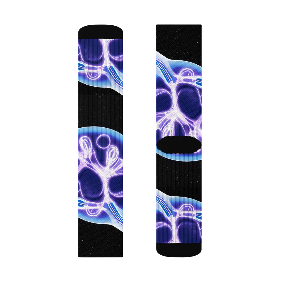 Neon Cellscape on Socks — Left Sock