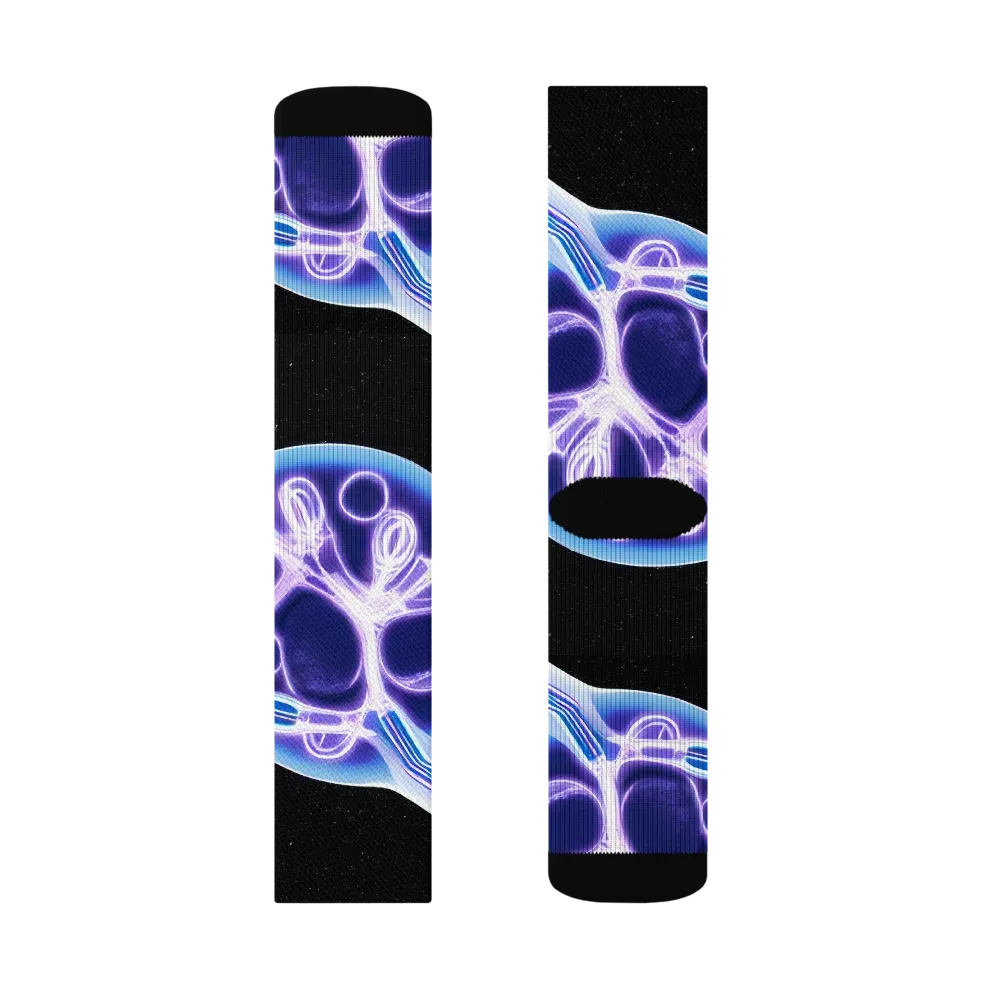 Neon Cellscape on Socks — Right Sock