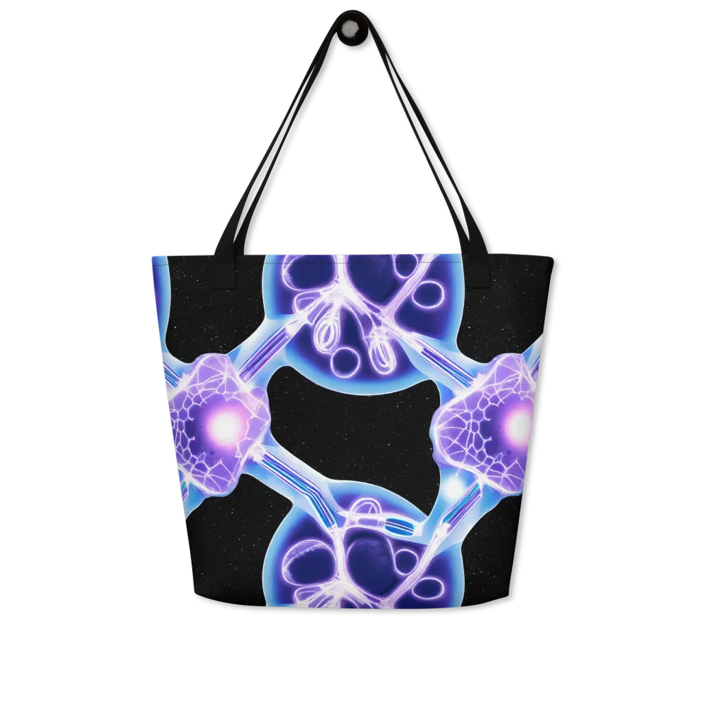 Neon Cellscape on Large Tote Bag W/ Pocket — Front