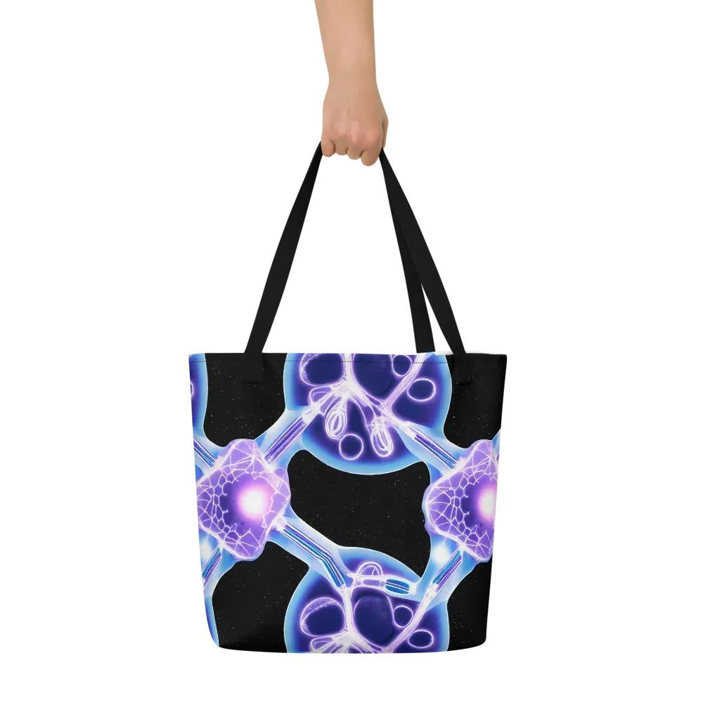 Neon Cellscape on Large Tote Bag W/ Pocket — Front