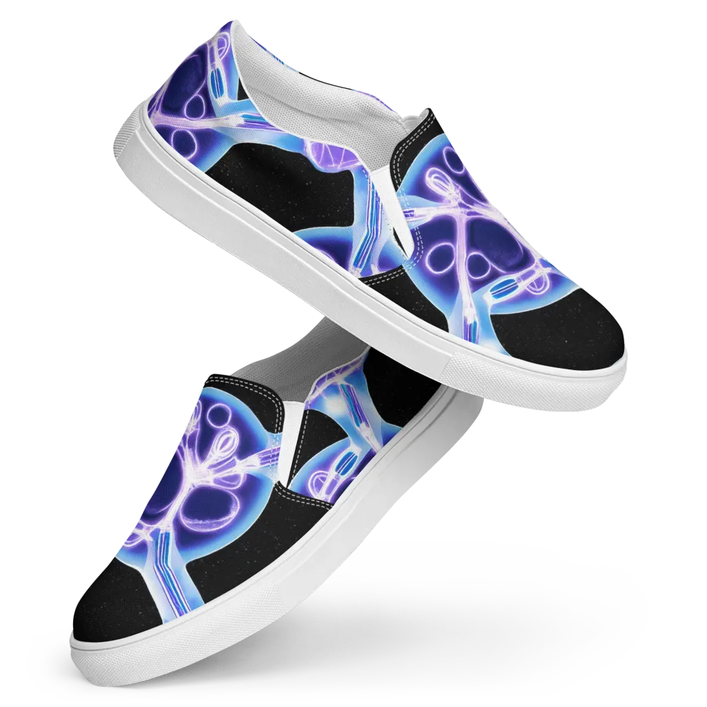 Neon Cellscape on Women's Slip-On Canvas Shoes — Front