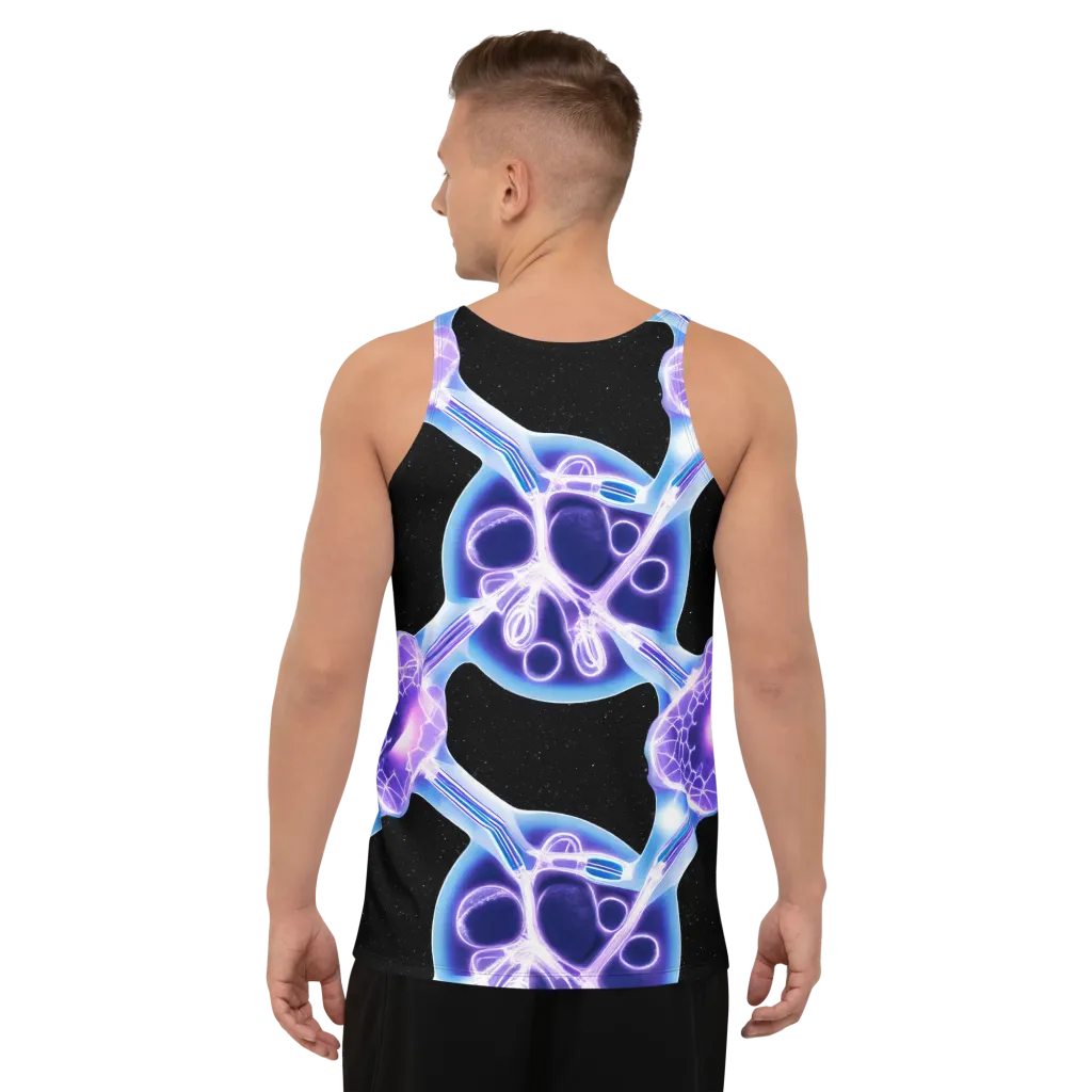 Neon Cellscape on Men's Tank Top — Back