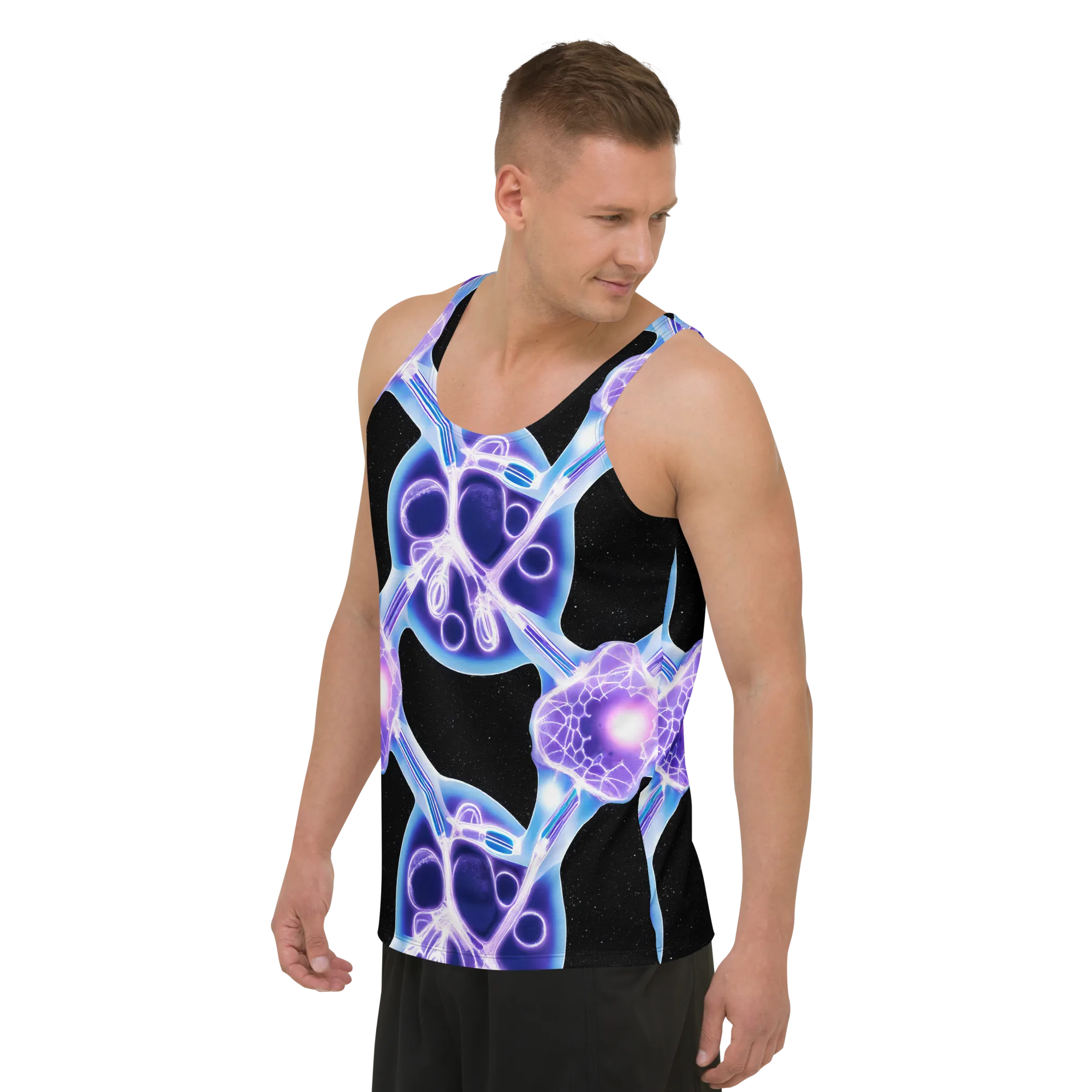 Neon Cellscape on Men's Tank Top — Left Front
