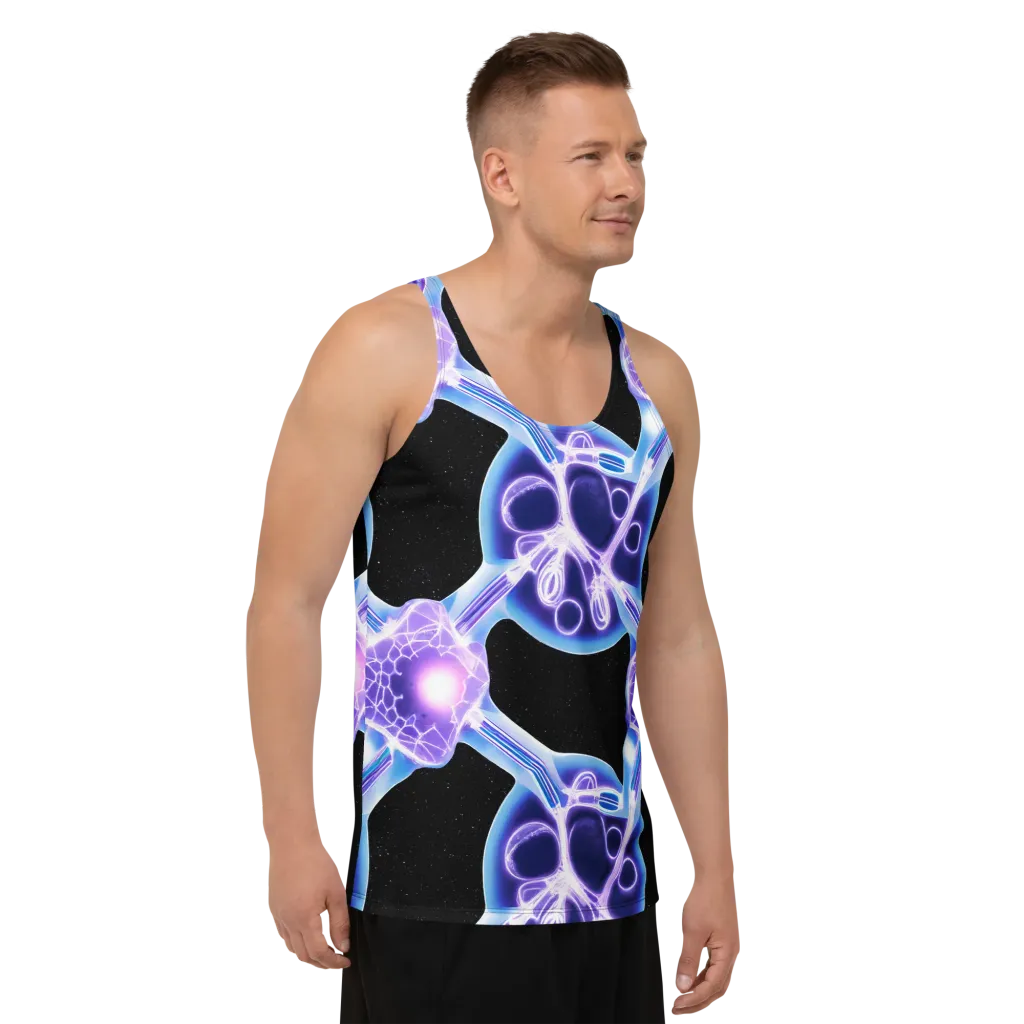Neon Cellscape on Men's Tank Top — Right Front