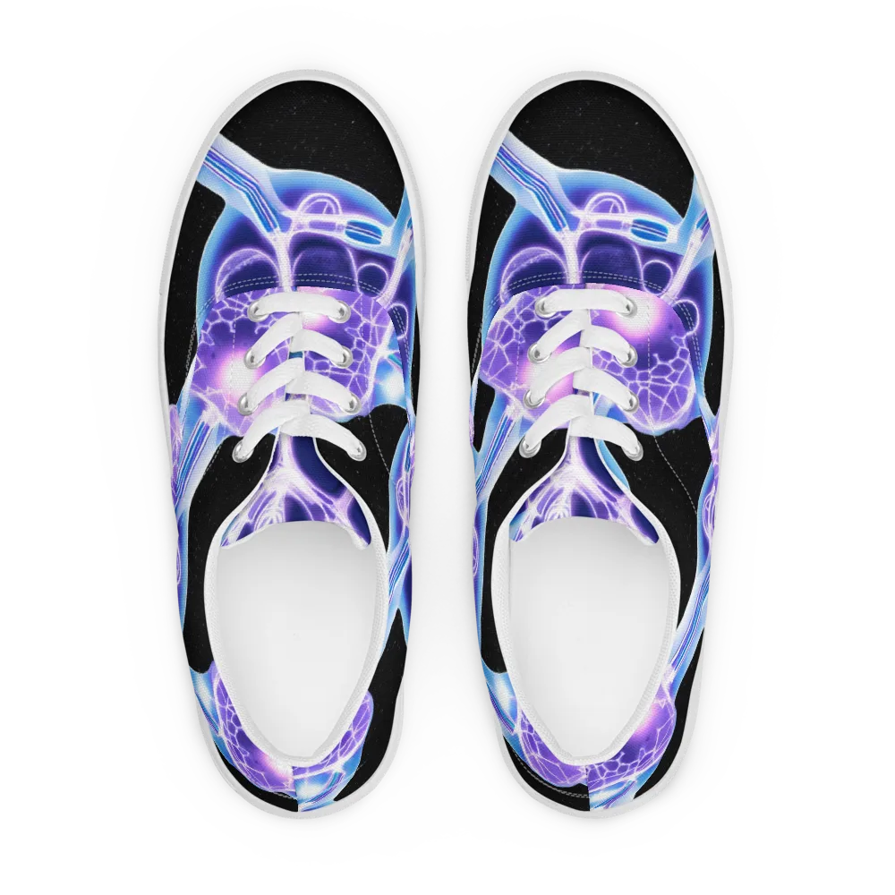Neon Cellscape on Men's Lace-Up Canvas Shoes — Front