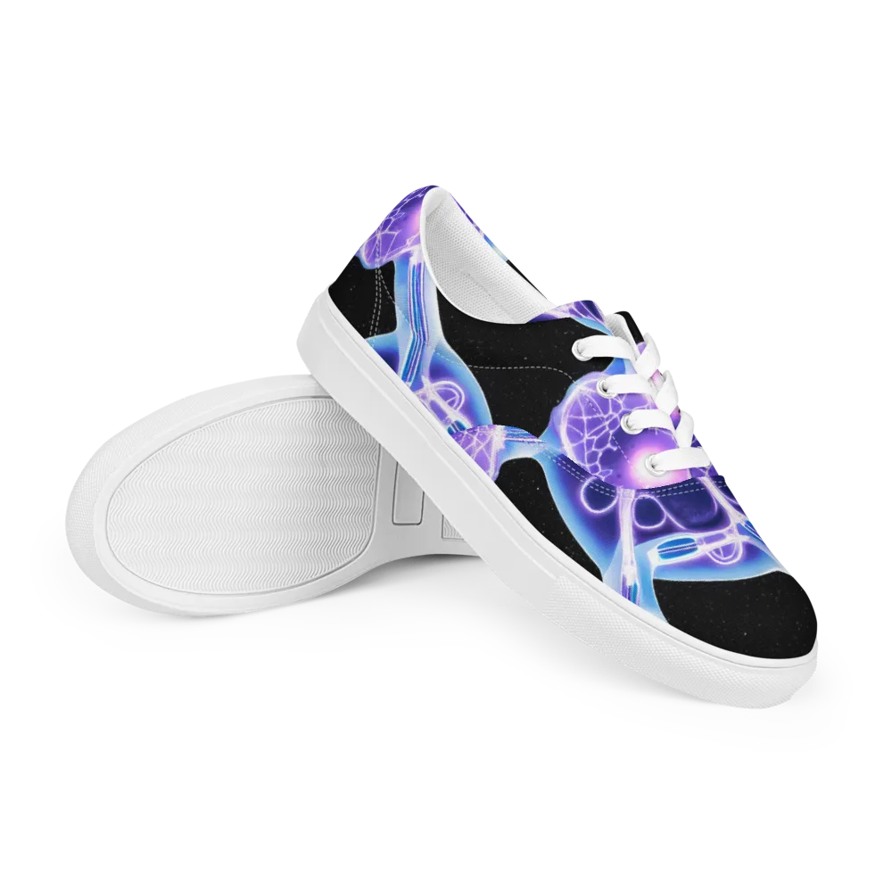 Neon Cellscape on Men's Lace-Up Canvas Shoes — Right Front