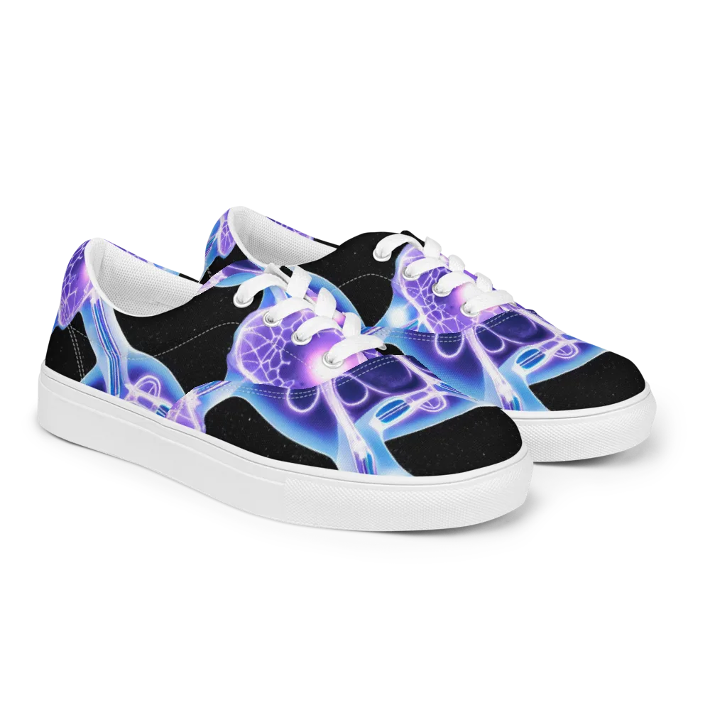 Neon Cellscape on Men's Lace-Up Canvas Shoes — Right Front