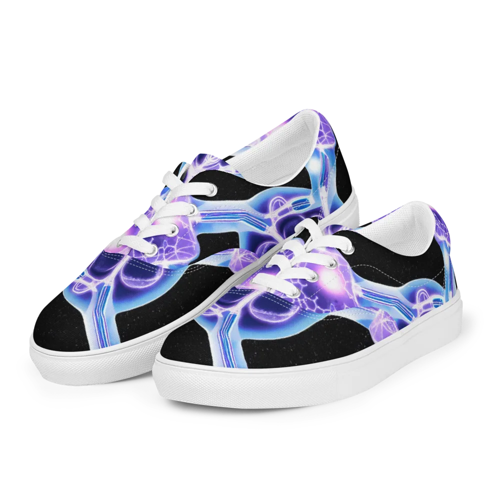 Neon Cellscape on Men's Lace-Up Canvas Shoes — Left Front