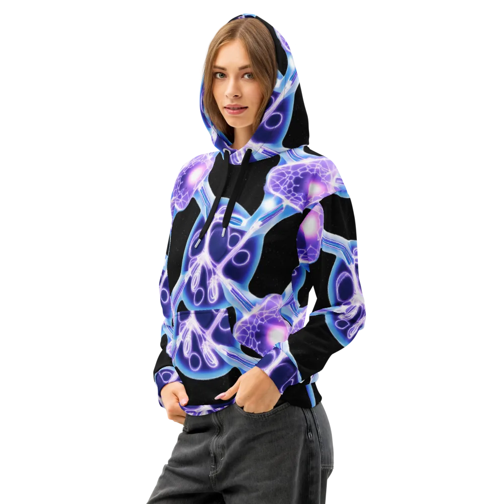 Neon Cellscape on Cotton Hoodie — Left Front