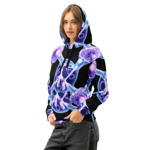 Neon Cellscape on a Cotton Hoodie