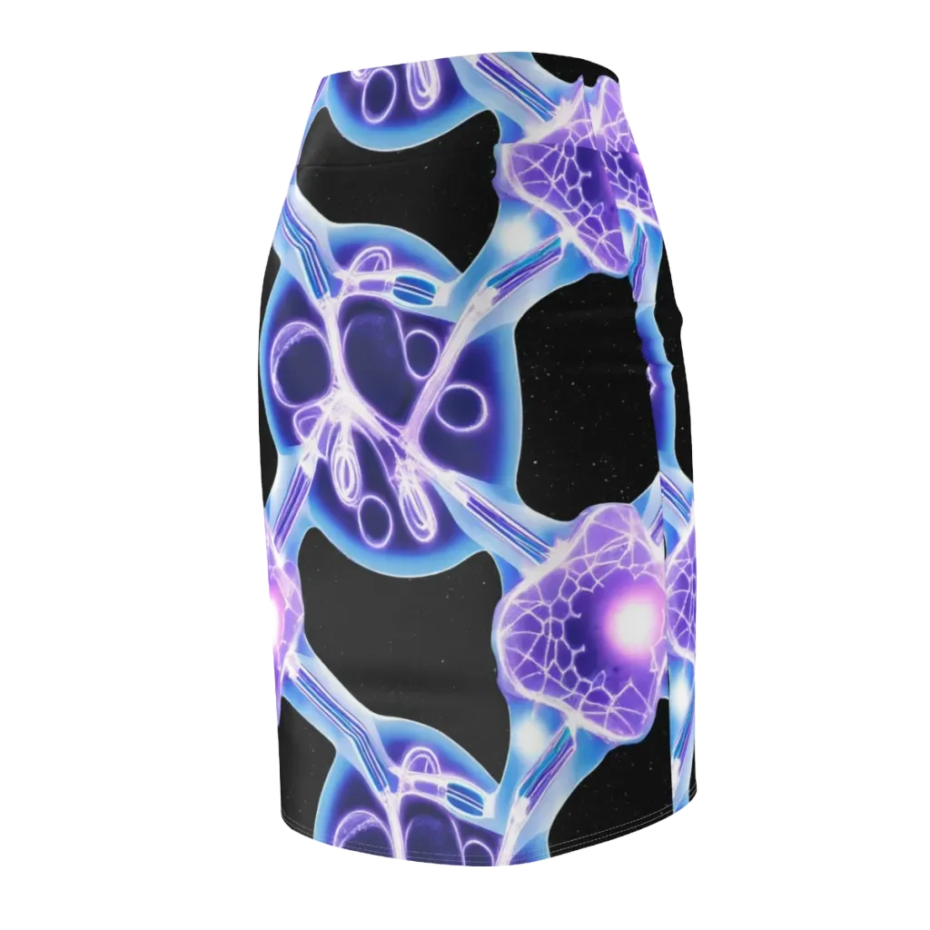 Neon Cellscape on Pencil Skirt — Back Side
