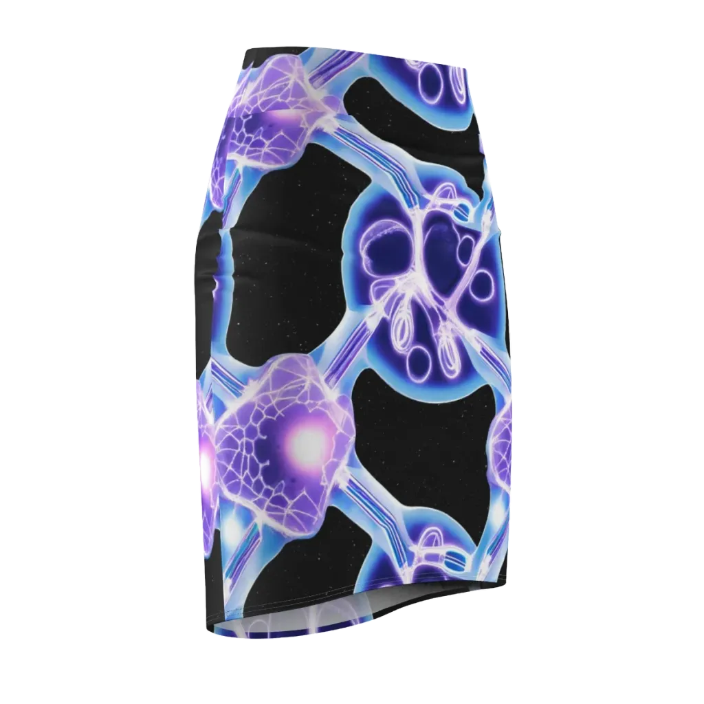 Neon Cellscape on Pencil Skirt — Front Side
