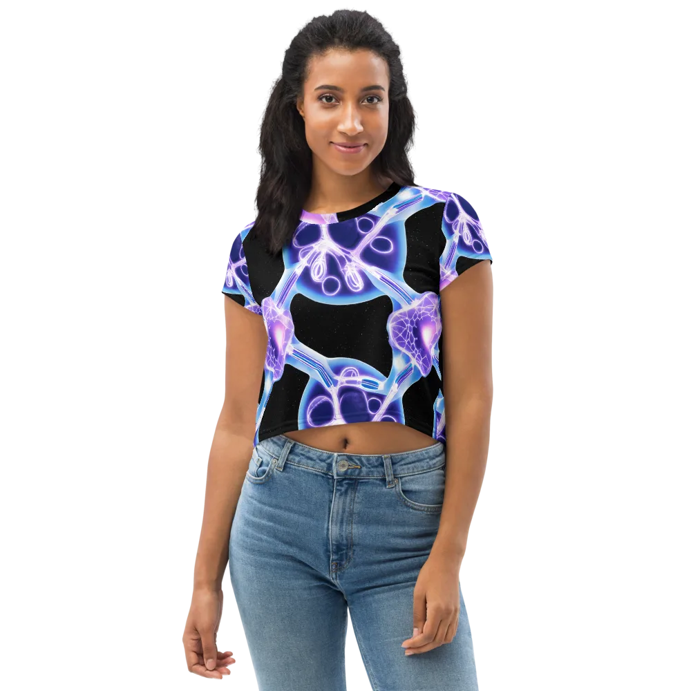 Neon Cellscape on Crop Tee — Front