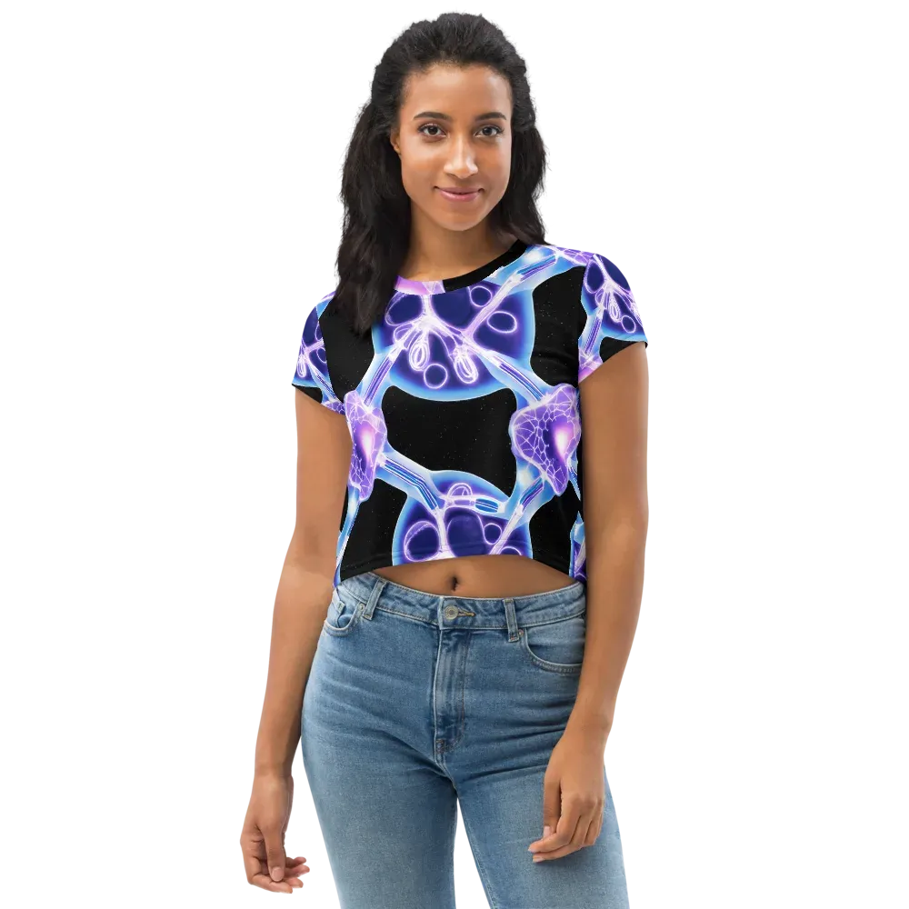 Neon Cellscape on Crop Tee — Front