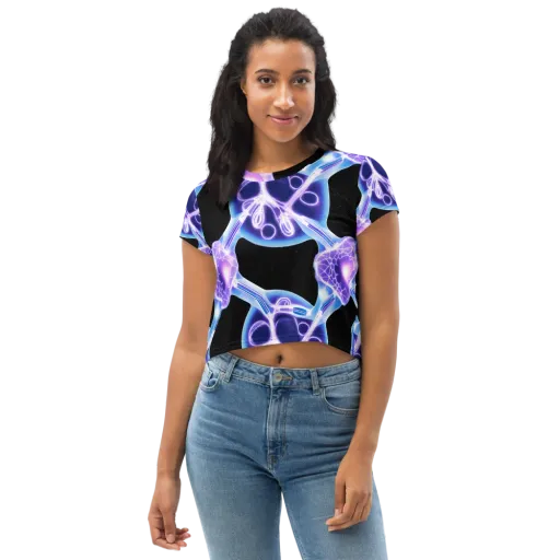 Neon Cellscape on a Crop Tee