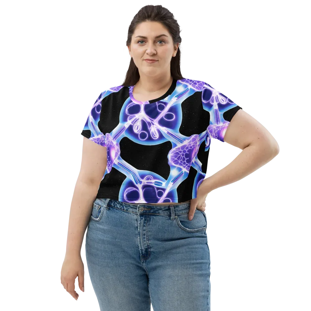 Neon Cellscape on Crop Tee — Front