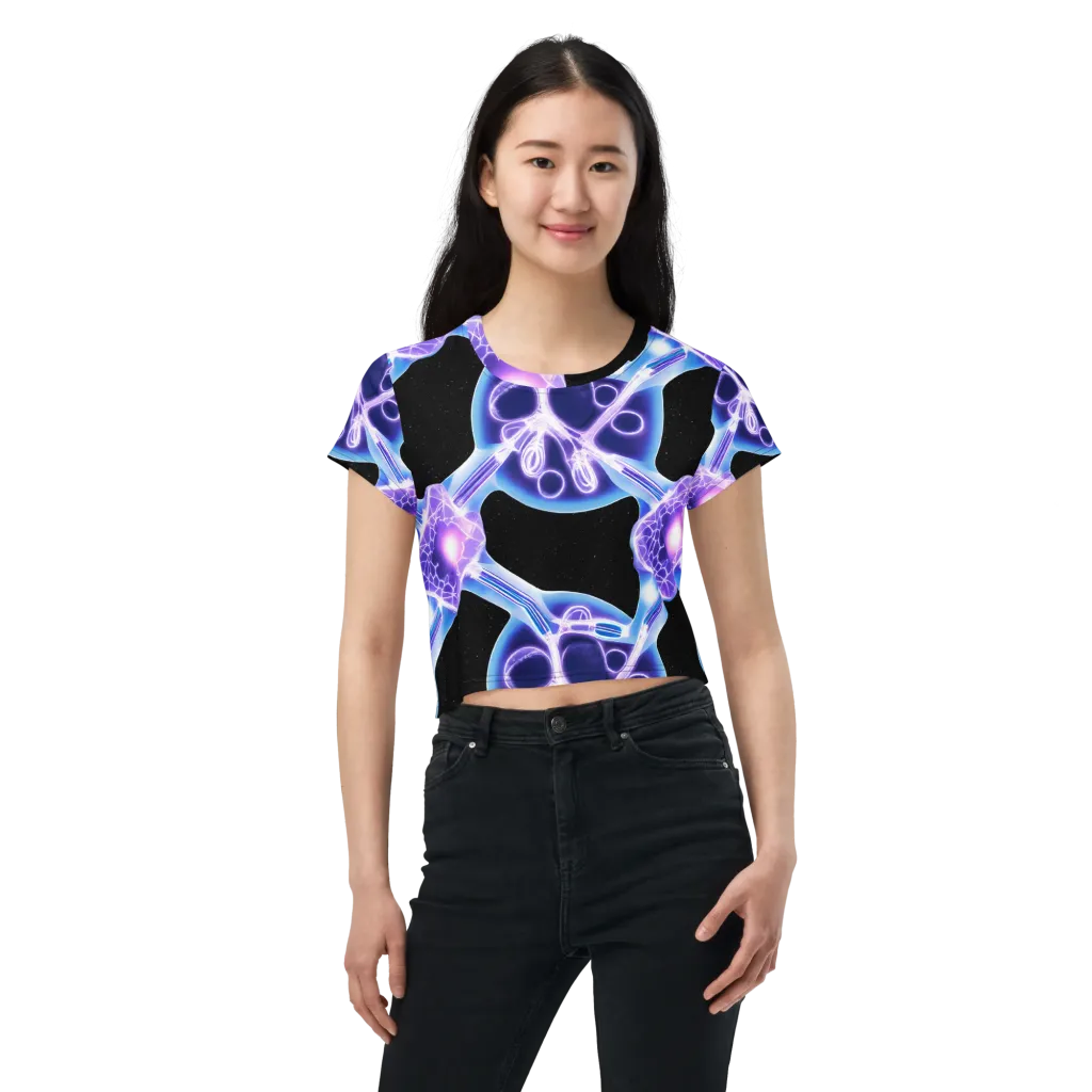 Neon Cellscape on Crop Tee — Front