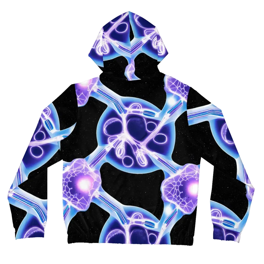 Neon Cellscape on Women's Full-Zip Hoodie — Back
