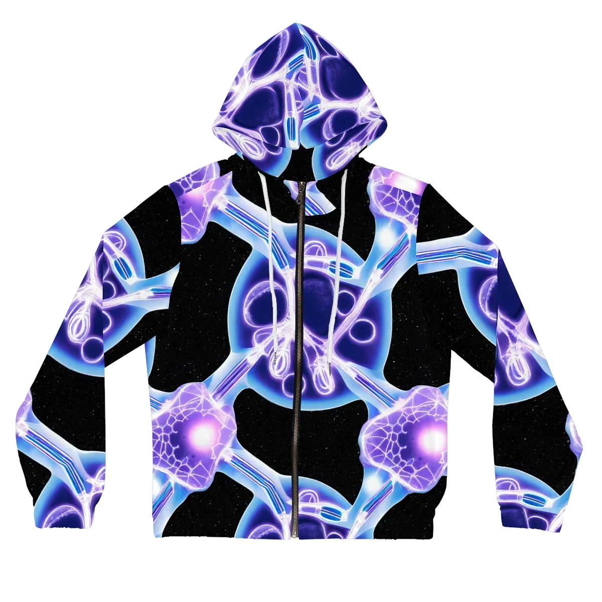 Neon Cellscape on Women's Full-Zip Hoodie — Front