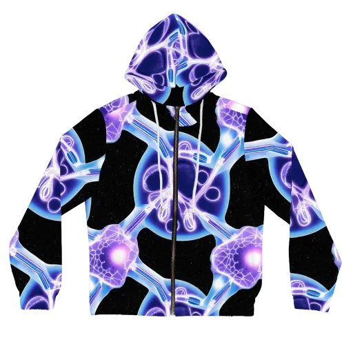 Neon Cellscape on a Women's Full-Zip Hoodie