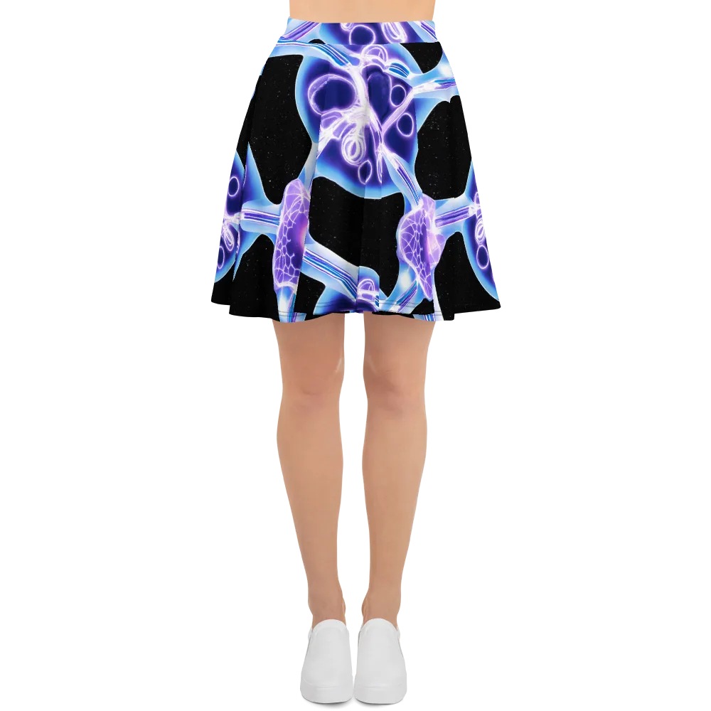 Neon Cellscape on Skater Skirt — Front