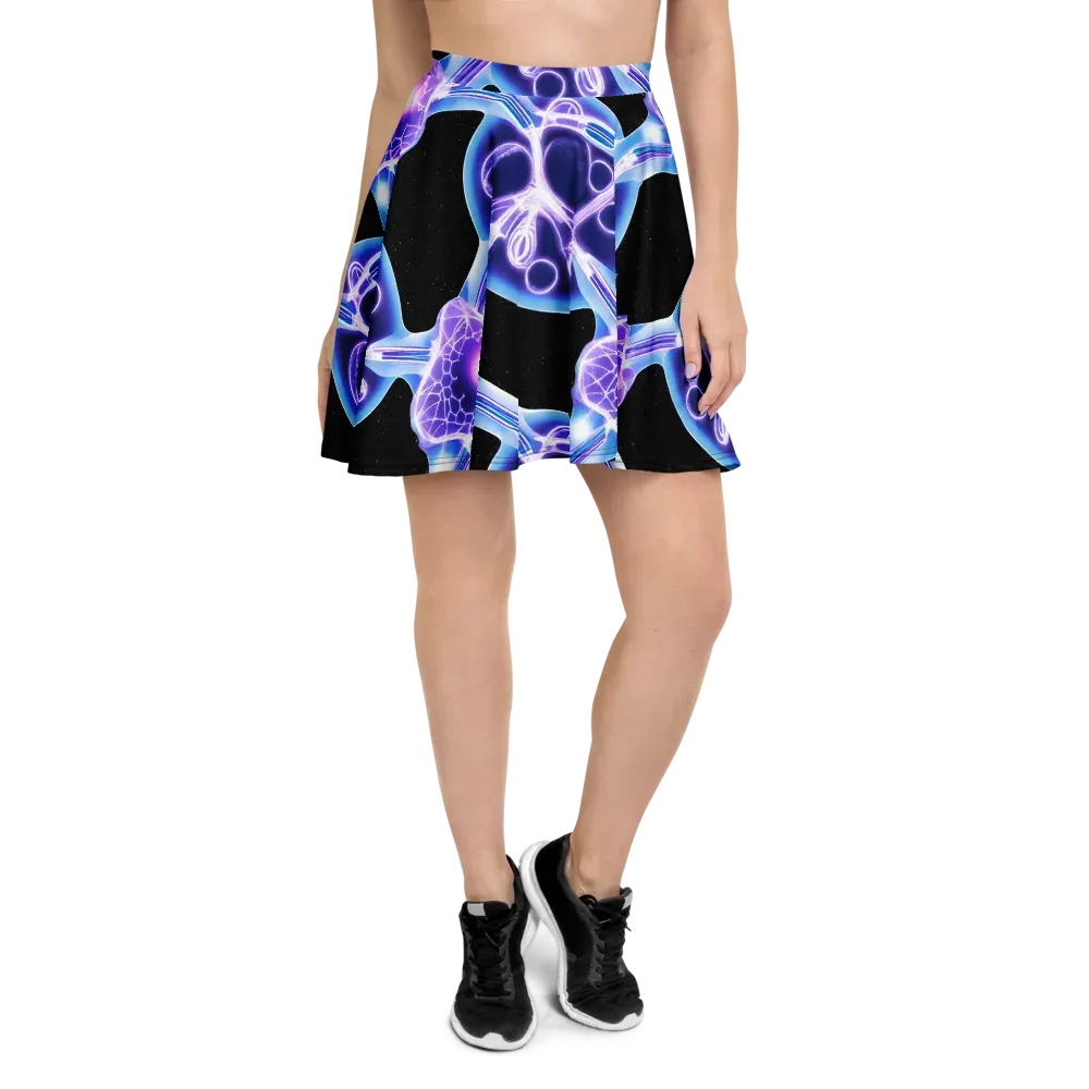 Neon Cellscape on Skater Skirt — Front