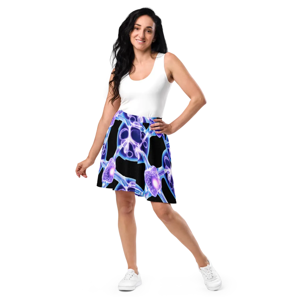 Neon Cellscape on Skater Skirt — Front