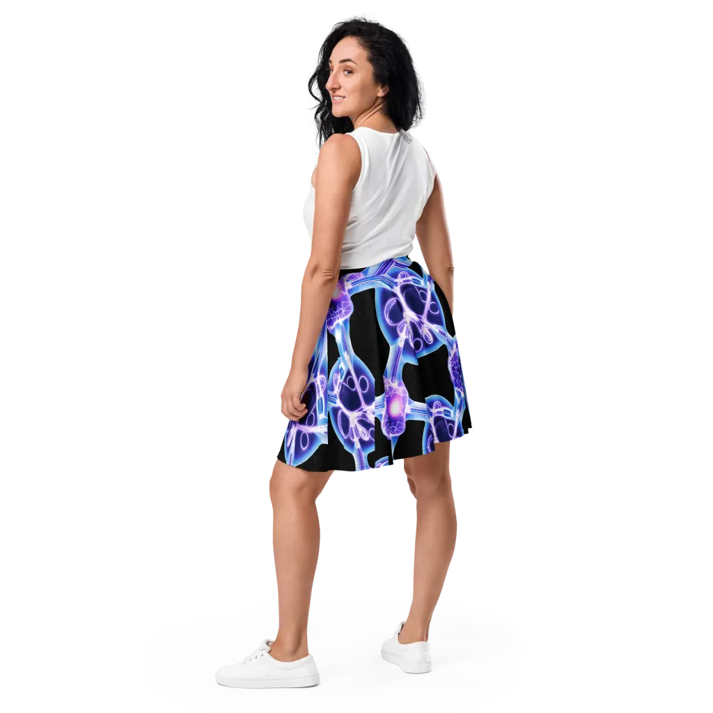 Neon Cellscape on Skater Skirt — Back