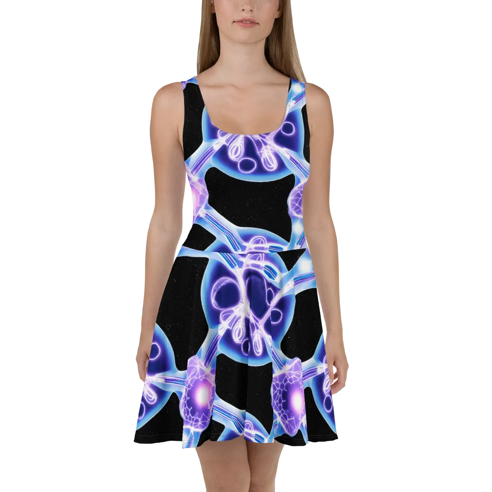 Neon Cellscape on Skater Dress — Front