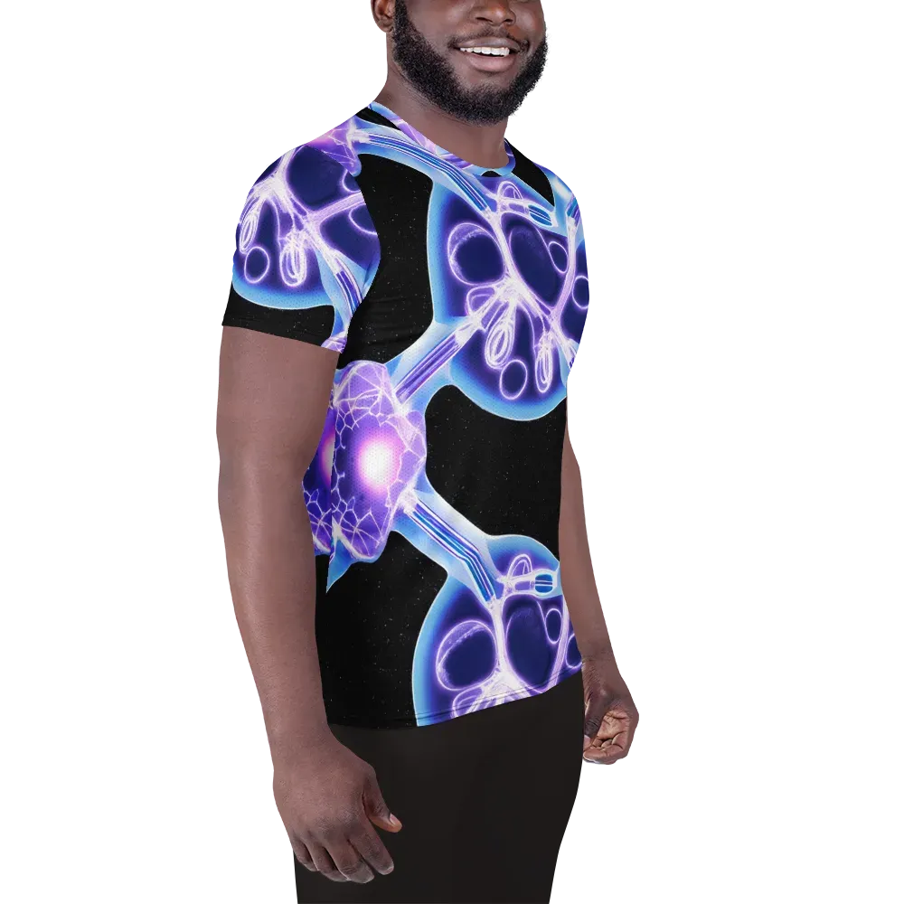 Neon Cellscape on Men's Athletic T-Shirt — Right
