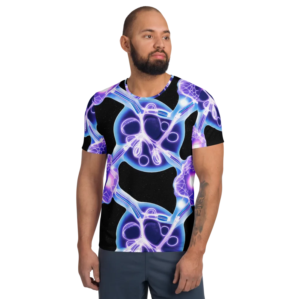 Neon Cellscape on Men's Athletic T-Shirt — Front
