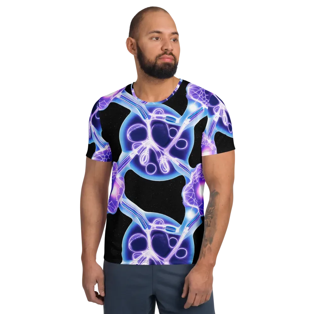 Neon Cellscape on Men's Athletic T-Shirt — Front