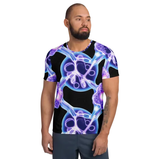Neon Cellscape on a Men's Athletic T-Shirt